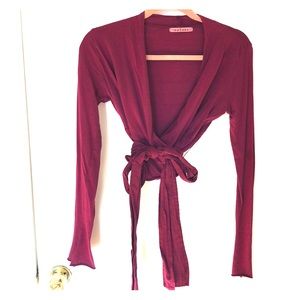 Cropped wrap top with ties